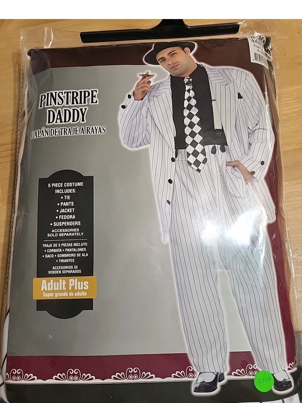 Rubie's White and Black Pinstripe Jacket Costume with Check Tie No Hat #3026